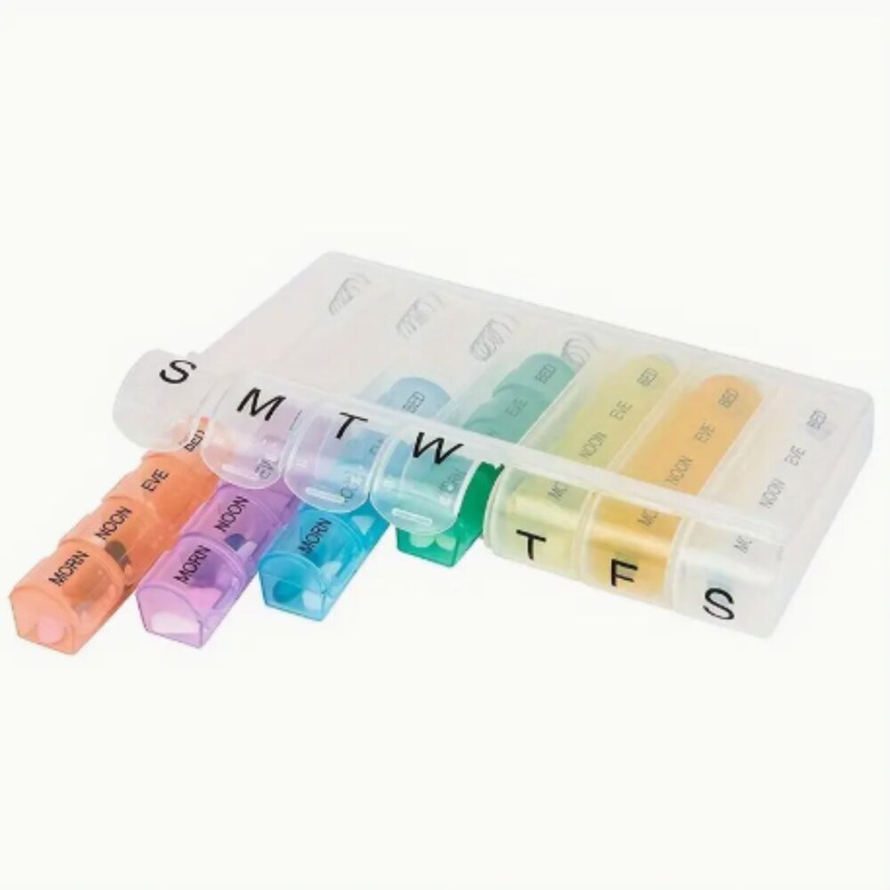 Pill Organizer 2 Pack 14 Days Spring Loaded Free Blister Pack Opener NWT